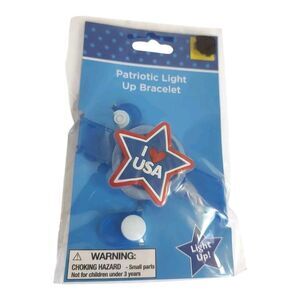 Patriotic Flashing Light Up Bracelet Red White Blue I Love USA Star Heart July 4